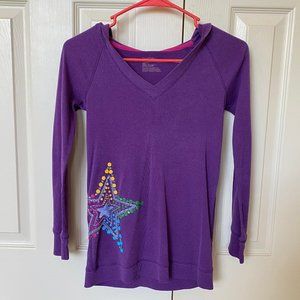 Gap Kids Rainbow Star Sequin Purple Hoodie